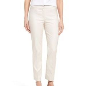 Nic + Zoe Linen Rayon Trouser Pant Light Grey Luxe Cropped Light Size 8
